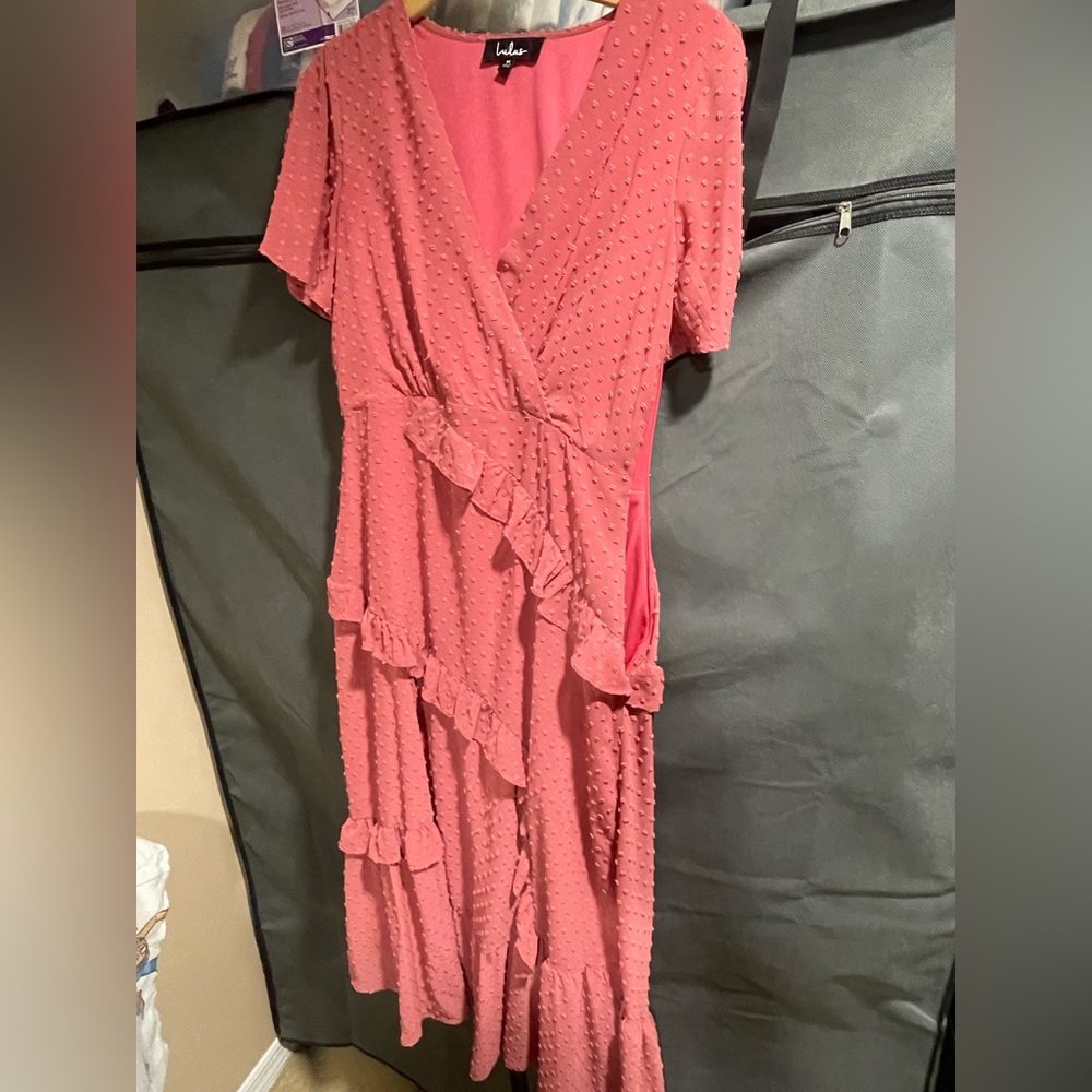 Lulus Midi Pink Ruffle Dress